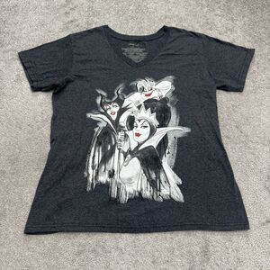 Disney Store Maleficent Ursula Evil Queen Villains Graphic Tee Womens XL Gray